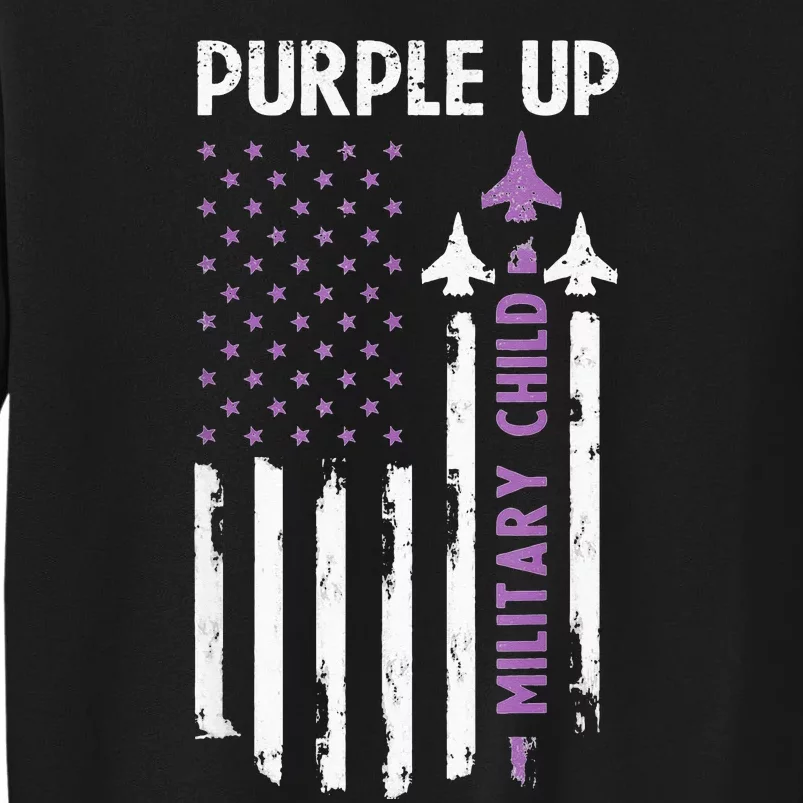 Purple Up For Military Child Air Force US Flag Military Tall Sweatshirt