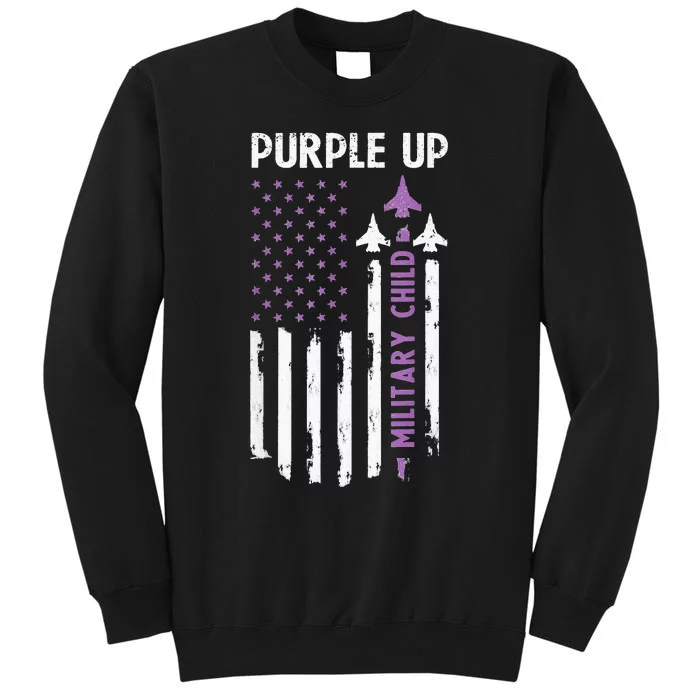 Purple Up For Military Child Air Force US Flag Military Tall Sweatshirt