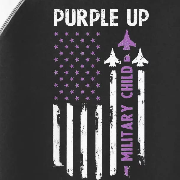 Purple Up For Military Child Air Force US Flag Military Toddler Fine Jersey T-Shirt