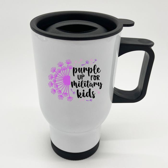 Purple Up For Military Children Army Soldier Front & Back Stainless Steel Travel Mug