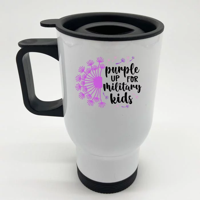 Purple Up For Military Children Army Soldier Front & Back Stainless Steel Travel Mug