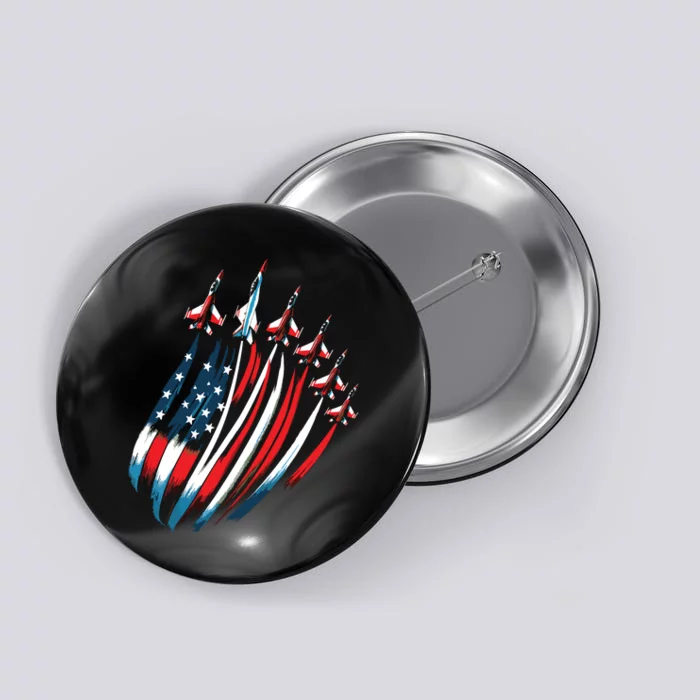 Patriotic Usa Flag Fighter Jets 4th Of July Button