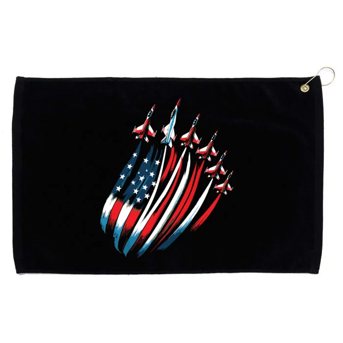 Patriotic Usa Flag Fighter Jets 4th Of July Grommeted Golf Towel