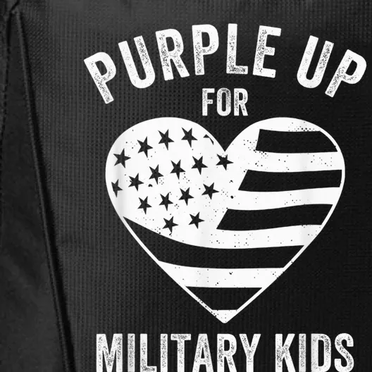 Purple Up For Military Kid Shirt Military Child Month City Backpack