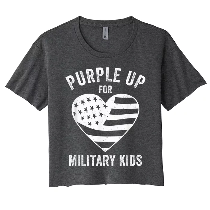 Purple Up For Military Kid Shirt Military Child Month Women's Crop Top Tee