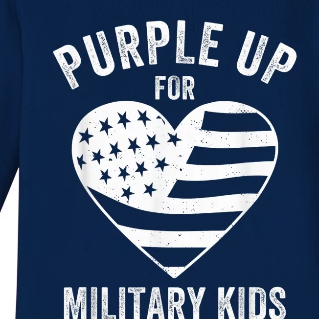 Purple Up For Military Kid Shirt Military Child Month Baby Long Sleeve Bodysuit