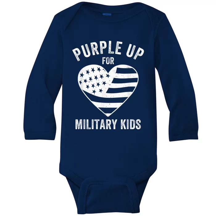 Purple Up For Military Kid Shirt Military Child Month Baby Long Sleeve Bodysuit