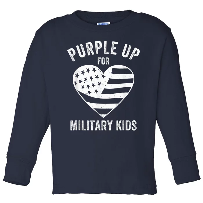 Purple Up For Military Kid Shirt Military Child Month Toddler Long Sleeve Shirt