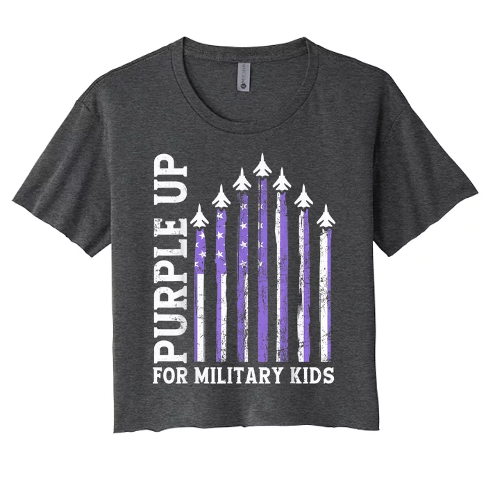 Purple Up For Military Kid Military Child Month Air Force Women's Crop Top Tee