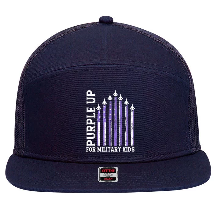 Purple Up For Military Kid Military Child Month Air Force 7 Panel Mesh Trucker Snapback Hat