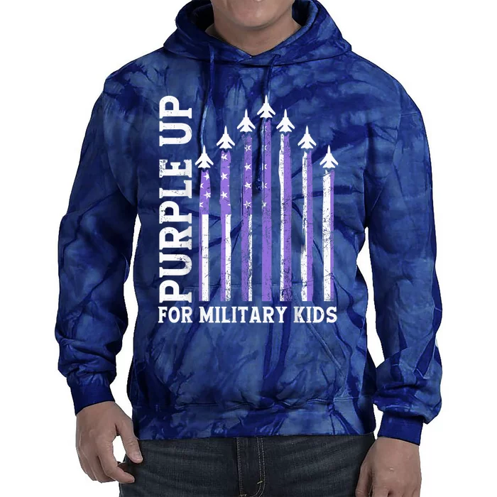 Purple Up For Military Kid Military Child Month Air Force Tie Dye Hoodie