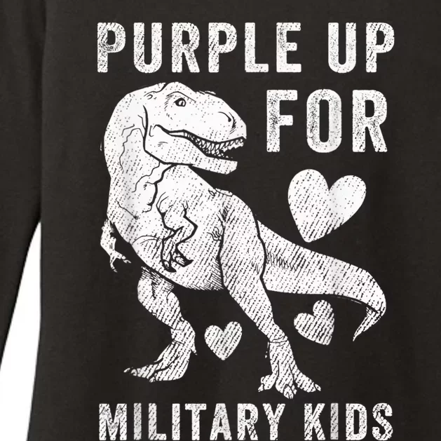 Purple Up For Military Kid Military Child Month Dino Boys Womens CVC Long Sleeve Shirt