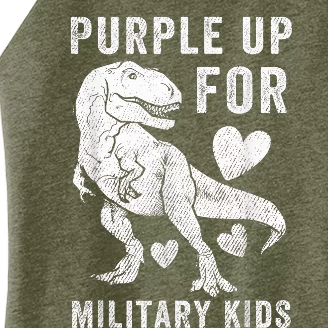 Purple Up For Military Kid Military Child Month Dino Boys Women’s Perfect Tri Rocker Tank