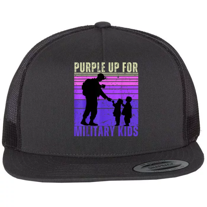 Purple Up For Military Month Of The Military Child Flat Bill Trucker Hat