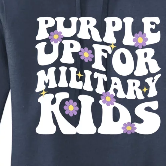 Purple Up For Military Kidss Military Groovy Child Month Women's Pullover Hoodie