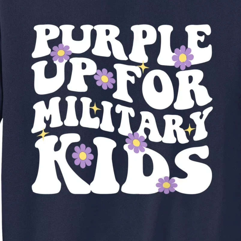 Purple Up For Military Kidss Military Groovy Child Month Tall Sweatshirt