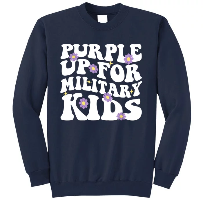 Purple Up For Military Kidss Military Groovy Child Month Tall Sweatshirt