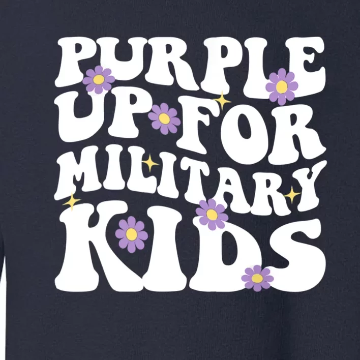 Purple Up For Military Kidss Military Groovy Child Month Toddler Sweatshirt