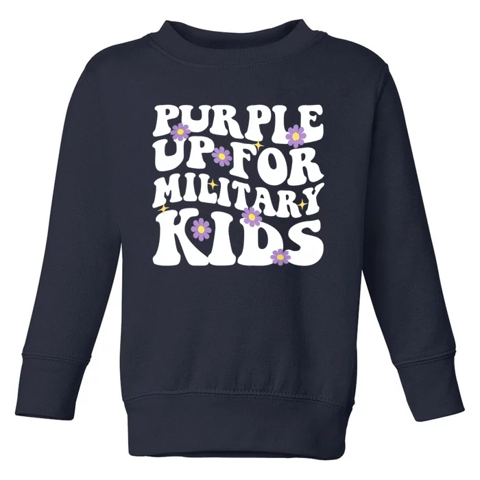 Purple Up For Military Kidss Military Groovy Child Month Toddler Sweatshirt