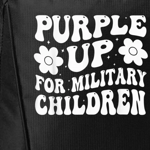 Purple Up For Military Kid Military Child Month Groovy City Backpack