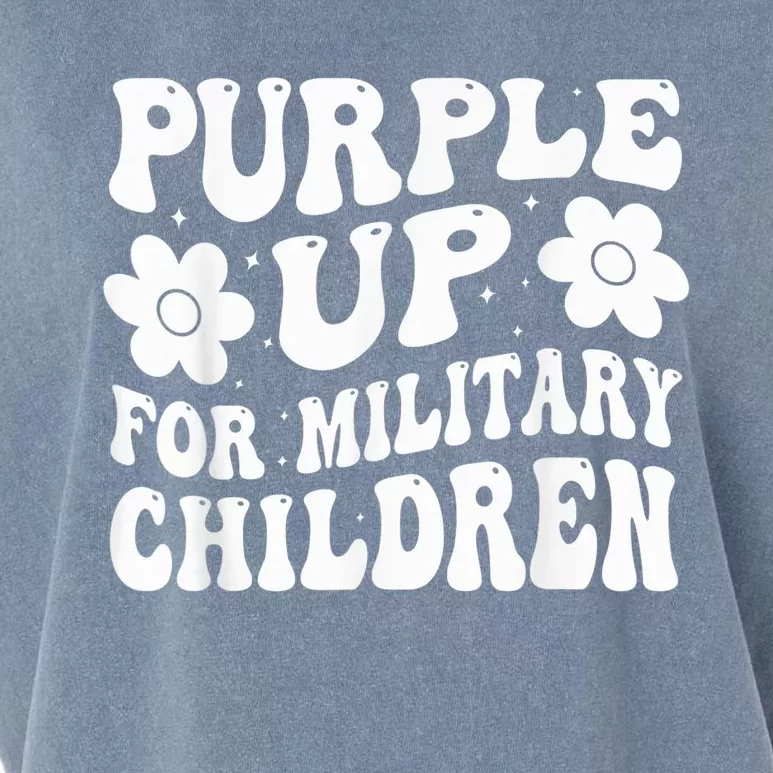 Purple Up For Military Kid Military Child Month Groovy Garment-Dyed Women's Muscle Tee