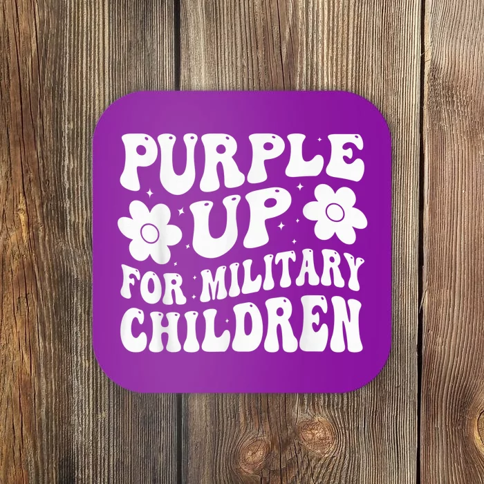 Purple Up For Military Kid Military Child Month Groovy Coaster