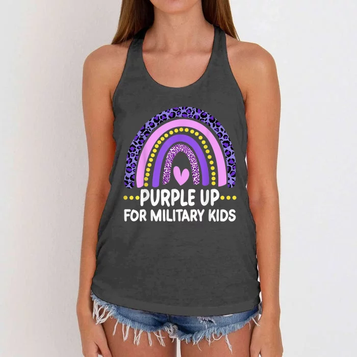 purple up for military Kid month of the military child Women's Knotted Racerback Tank