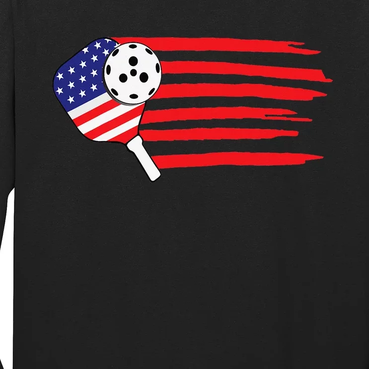 Pickleball US Flag American Patriotic Pickleball 4th of july Long Sleeve Shirt