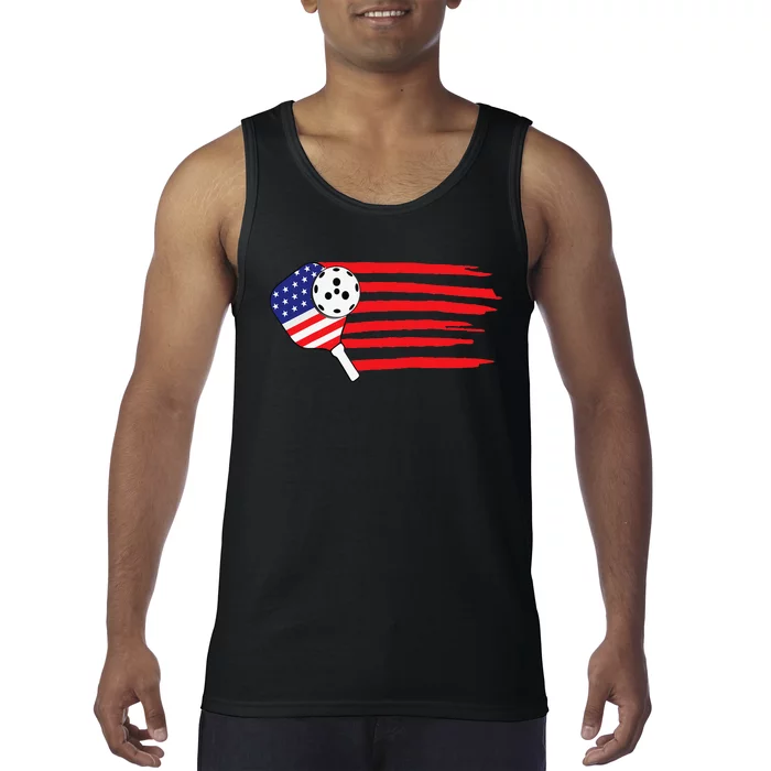 Pickleball US Flag American Patriotic Pickleball 4th of july Tank Top