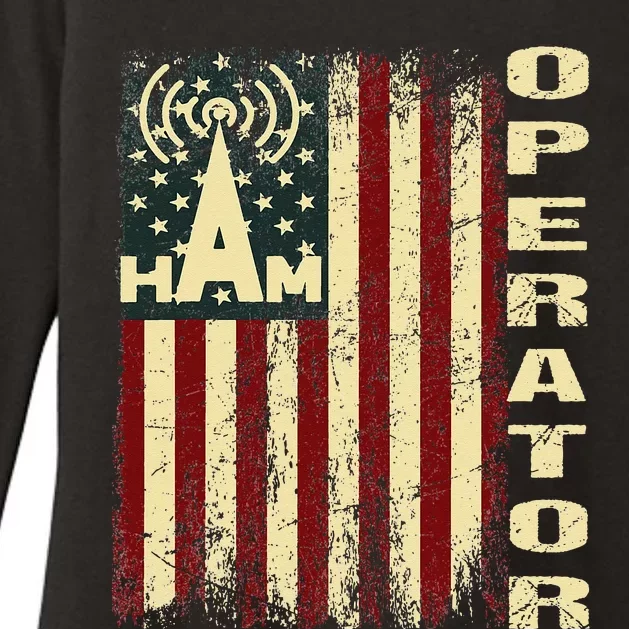 Patriotic USA Flag Ham Radio Amateur Radio Operator Womens CVC Long Sleeve Shirt