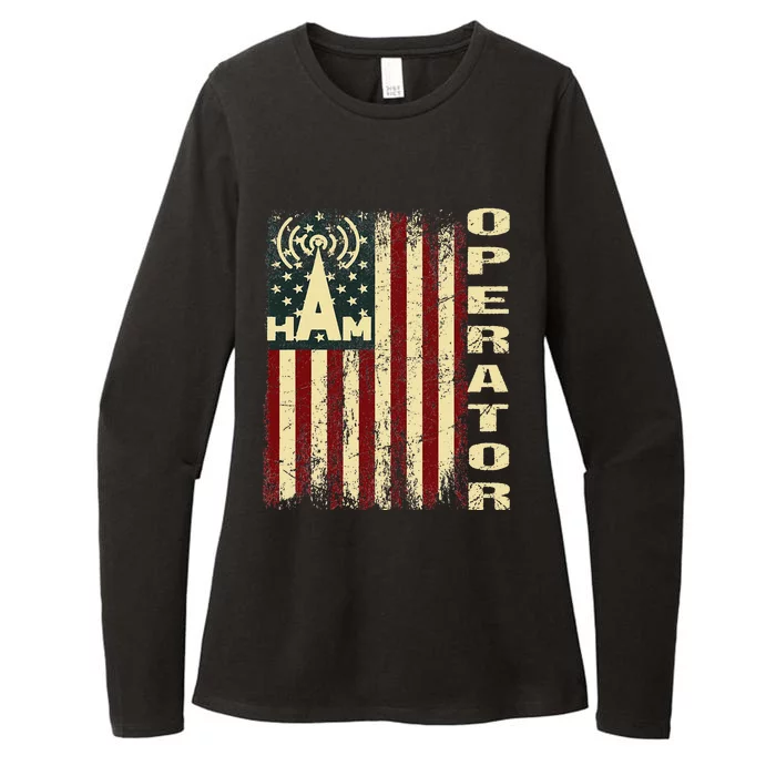 Patriotic USA Flag Ham Radio Amateur Radio Operator Womens CVC Long Sleeve Shirt