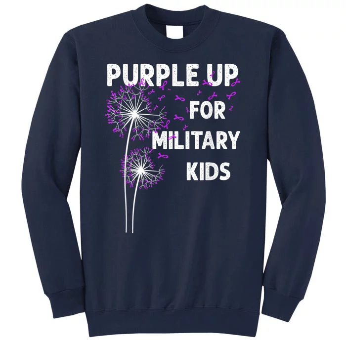 Purple Up For Military Kidss Military Groovy Child Month Tall Sweatshirt