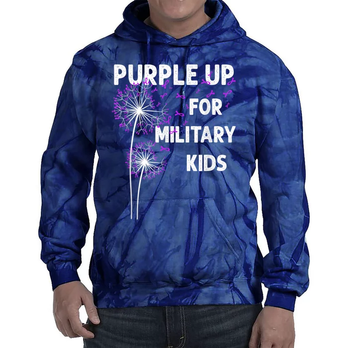 Purple Up For Military Kidss Military Groovy Child Month Tie Dye Hoodie