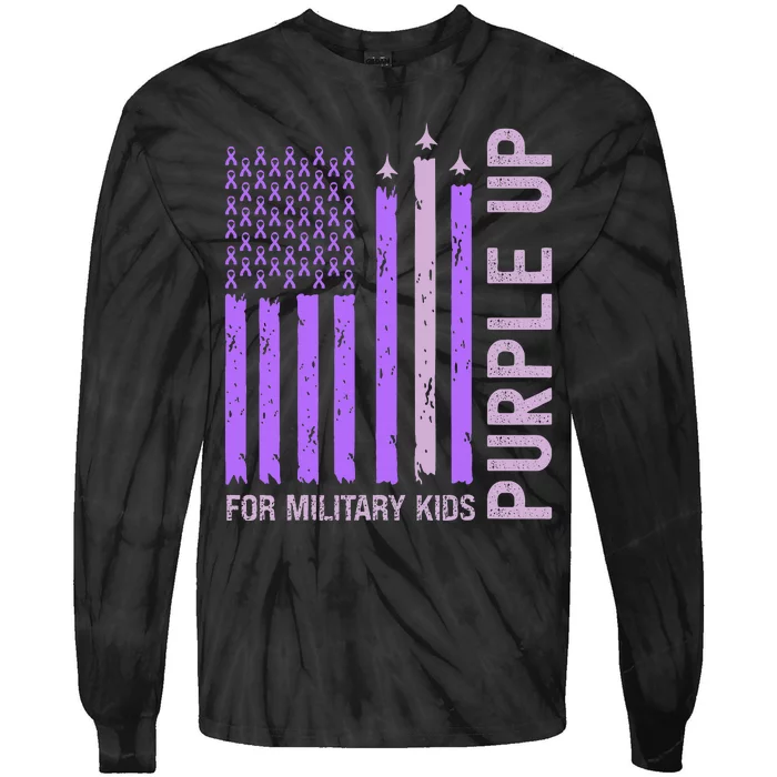 Purple Up For Military Child Month Tie-Dye Long Sleeve Shirt