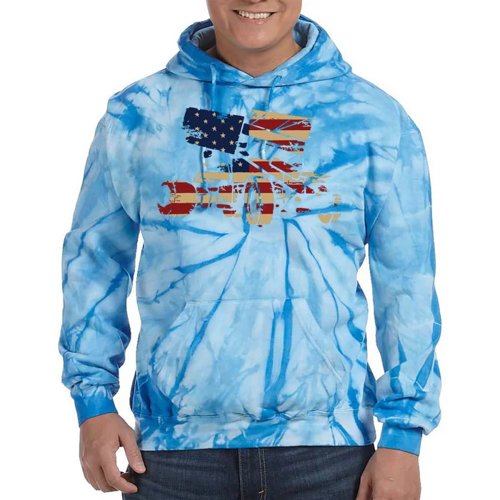 Patriotic USA Flag Sprint Car Dirt Track Racing Lover Tie Dye Hoodie