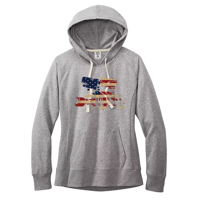 Patriotic USA Flag Sprint Car Dirt Track Racing Lover Women's Fleece Hoodie