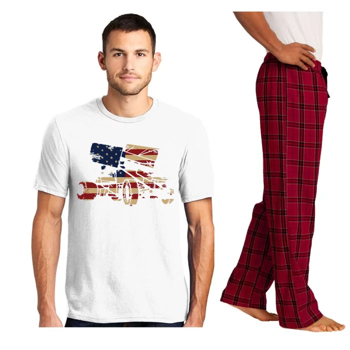 Patriotic USA Flag Sprint Car Dirt Track Racing Lover Pajama Set