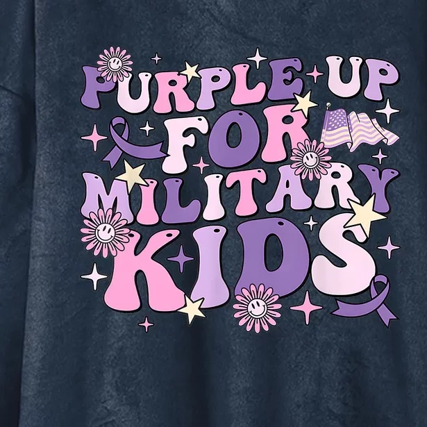 Purple Up For Military Cute Groovy Military Child Month Hooded Wearable Blanket