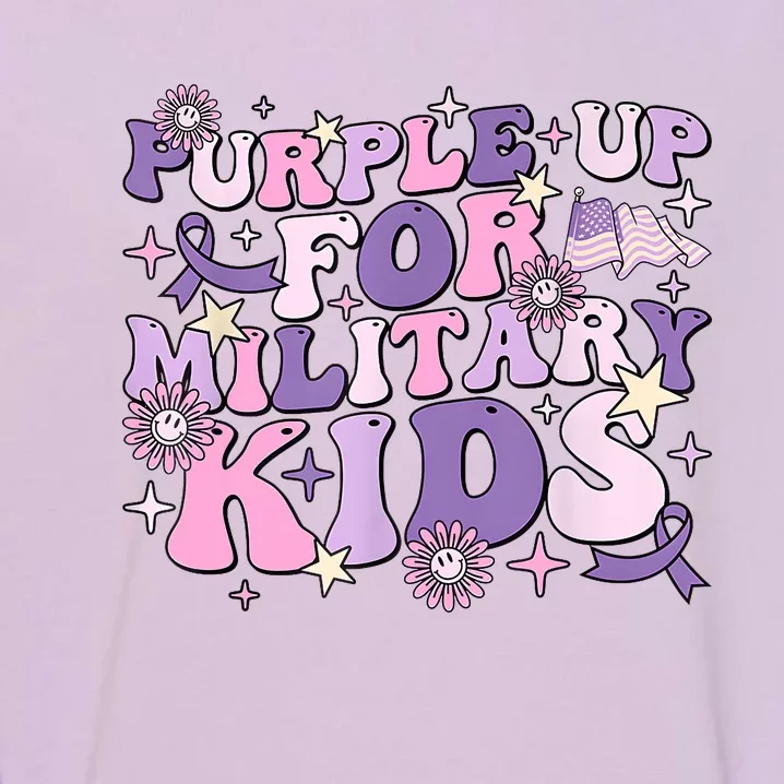 Purple Up For Military Cute Groovy Military Child Month Garment-Dyed Sweatshirt