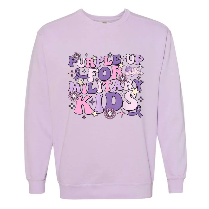 Purple Up For Military Cute Groovy Military Child Month Garment-Dyed Sweatshirt