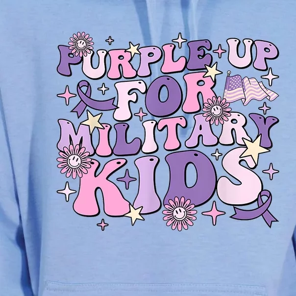 Purple Up For Military Cute Groovy Military Child Month Unisex Surf Hoodie