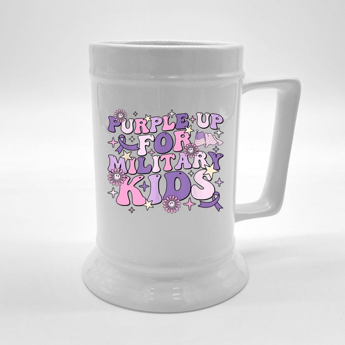 Purple Up For Military Cute Groovy Military Child Month Front & Back Beer Stein