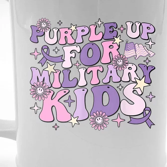 Purple Up For Military Cute Groovy Military Child Month Front & Back Beer Stein