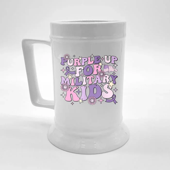 Purple Up For Military Cute Groovy Military Child Month Front & Back Beer Stein