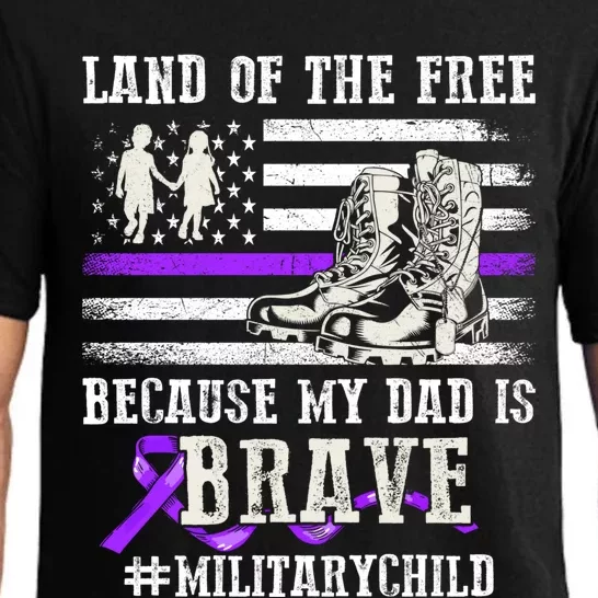 Purple Up For Military Land Of The Free My Dad Is Brave Gift Pajama Set