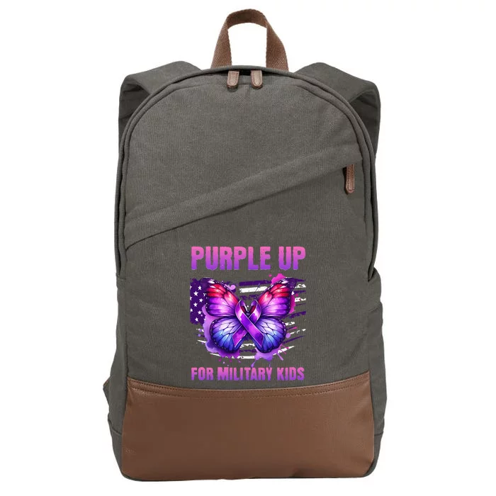 Purple Up For Military Military Child Month Cotton Canvas Backpack