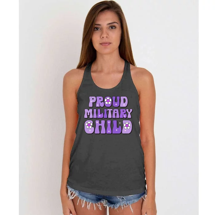 Purple Up For Military Month Of Military Child Women's Knotted Racerback Tank