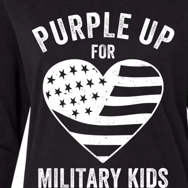 Purple Up For Military Military Child Month Womens Cotton Relaxed Long Sleeve T-Shirt