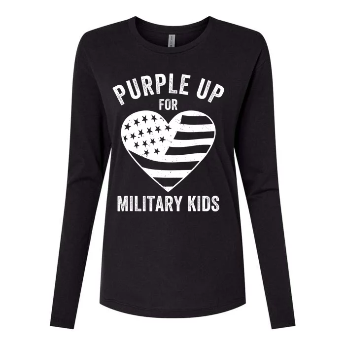 Purple Up For Military Military Child Month Womens Cotton Relaxed Long Sleeve T-Shirt