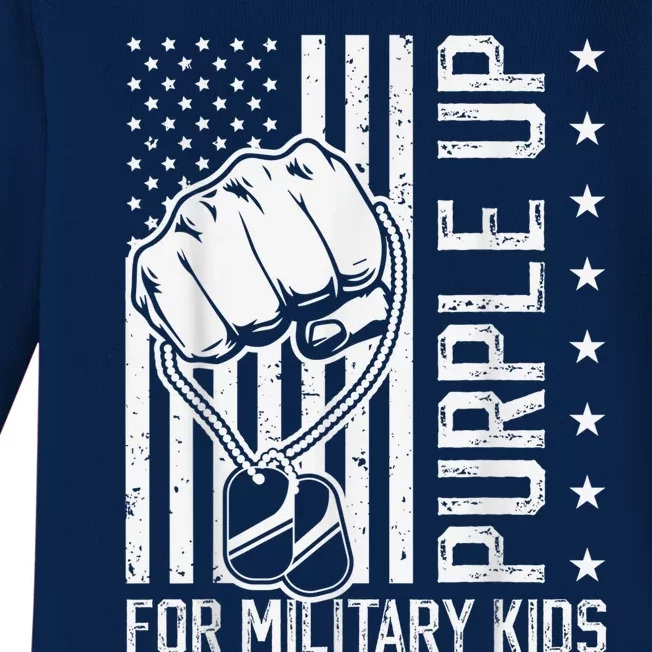 Purple Up For Military Kid Shirt Military Child Month Baby Long Sleeve Bodysuit